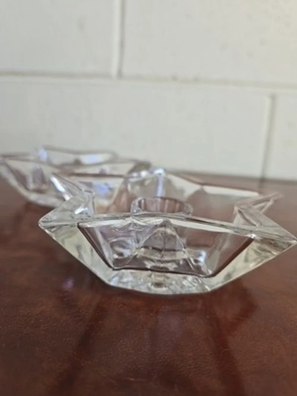 Glass Star Candle Stick Holder, Vintage Candle Holder - Set Of 2